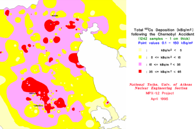 Cs-137 deposition map (most contaminated areas)